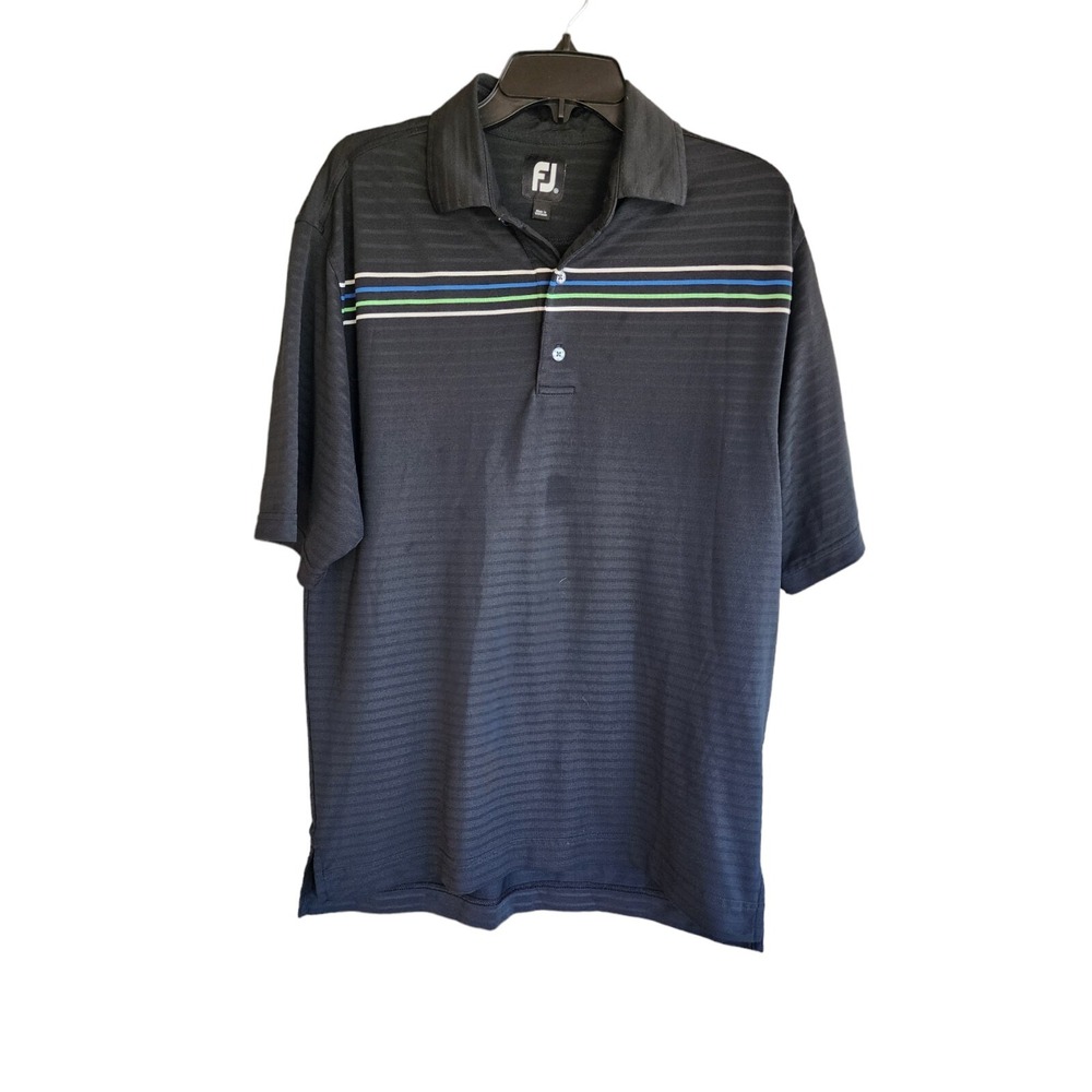 Footjoy Polo Shirt Men's Striped Golf Short Sleeve Performance Size Medium